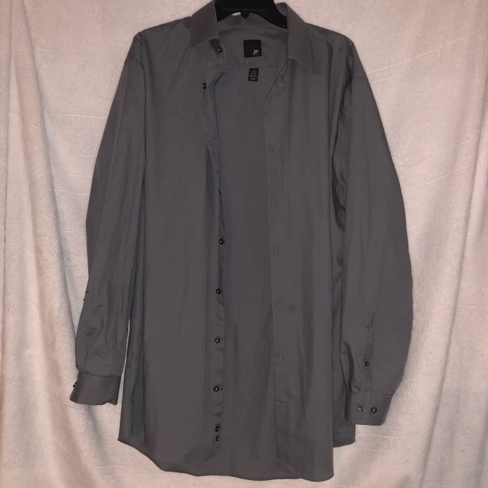 JF J. Ferrar Men’s Solid Gray Dress Shirt XL